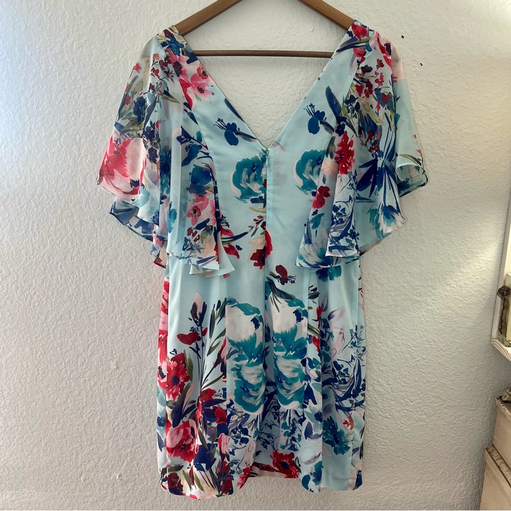 Parker Black reba floral mini dress polyester Size 6 - Picture 12 of 14